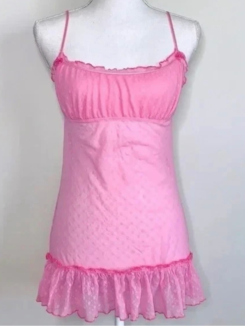 Y2K Victoria’s Secret Angels 2007 Milkmaid Babydoll Cami with hearts EUC Sz M